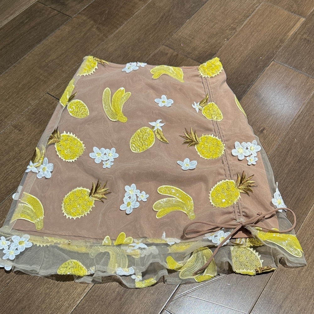 For Love And Lemons Beige Skirt with Yellow Accents